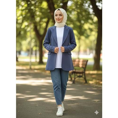 Modal Kumaş Ceket 36139 - Lacivert - M - AZRA07374-Lacivert-M