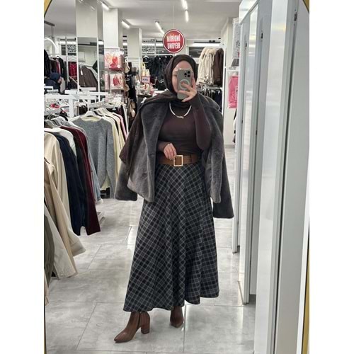 KMBN08 Kavuze Kürk Ceket 1005108 - Antrasit - M-L - AZRA07381-Antrasit-M-L