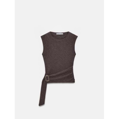 Toka Detaylı Bluz 32200 - Acı Kahve - L - AZRA07433-Acı Kahve-L