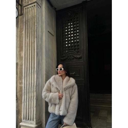 Kürk Mont 10283 - Taş - S - AZRA07442-Taş-S