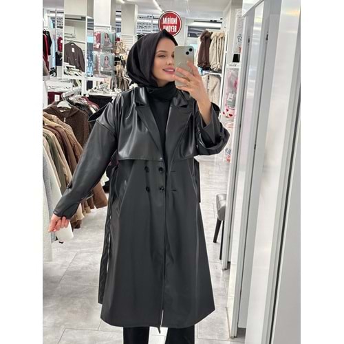 Apoletli Deri Ceket 99020 - Siyah - L - AZRA07447-Siyah-L