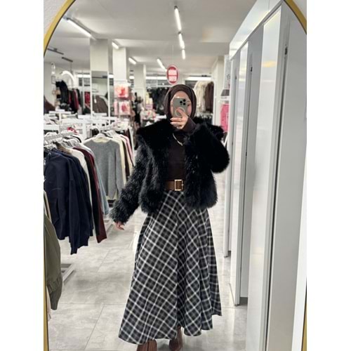 Simli Kürk 1450 - Siyah - S - AZRA07455-Siyah-S