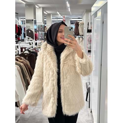 Uzun Lolita Kürk 278 - Bej - S - AZRA07467-Bej-S