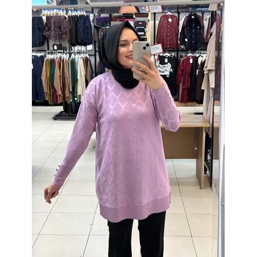Baklavalı Merserize Tunik 3288 - Lila - TEK BEDEN - AZRA07490-59188