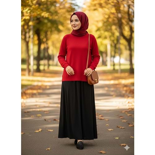 İtalyan Yaka Kazak 2189 - Kırmızı - TEK BEDEN - AZRA07501-59266