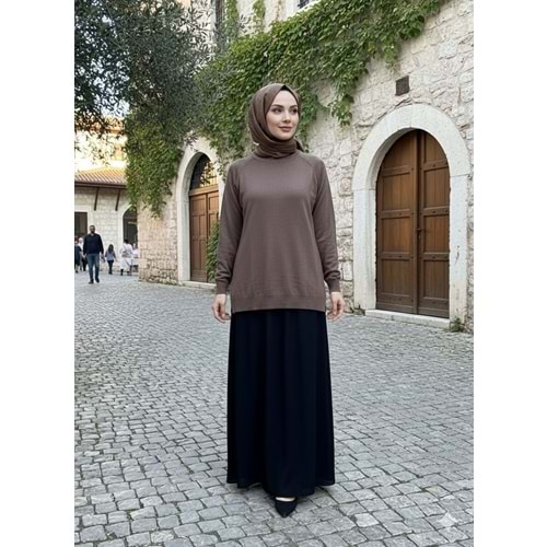 İtalyan Yaka Kazak 2189 - Vizon - TEK BEDEN - AZRA07501-59267