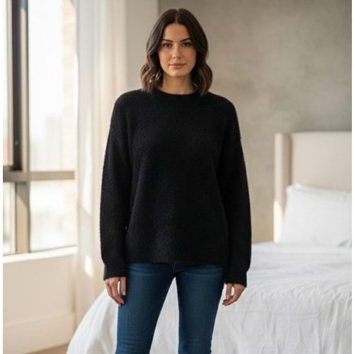 Oversize Yumoş Kazak 2341 - Siyah - TEK BEDEN - AZRA07502-59271