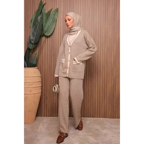 Hırkalı Takım 7065 - Vizon - TEK BEDEN