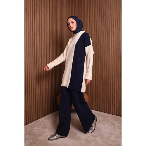 2 Renkli Triko Takım 7040 - Lacivert - TEK BEDEN