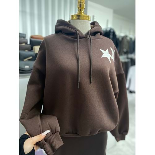 Yıldızlı Sweat 167 - Acı Kahve - S-M