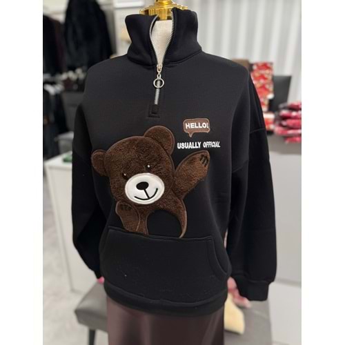 Ayıcıklı Sweat 129 - Siyah - L
