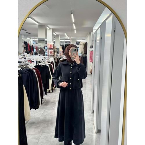 Kesik Detaylı Etekli Takım 35950 - Siyah - S - AZRA07609-59772