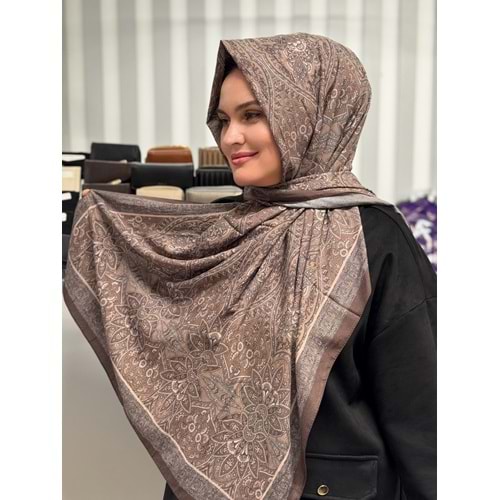 Küçük Etnik Desen Şal 1346 - Acı Kahve - TEK BEDEN - AZRA07682-60051