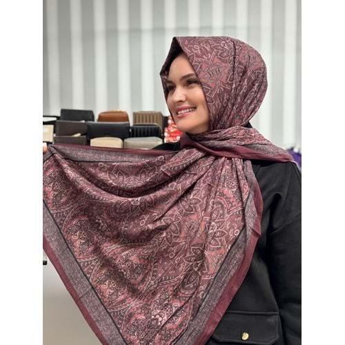 Küçük Etnik Desen Şal 1346 - Bordo - TEK BEDEN - AZRA07682-60053