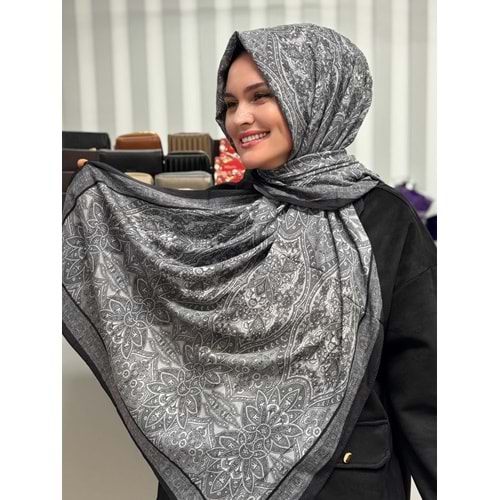 Küçük Etnik Desen Şal 1346 - Gri - TEK BEDEN - AZRA07682-60054