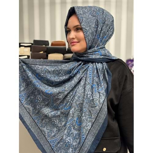 Küçük Etnik Desen Şal 1346 - Mavi - TEK BEDEN - AZRA07682-60057