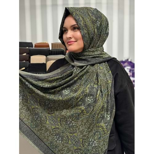Küçük Etnik Desen Şal 1346 - Yeşil - TEK BEDEN - AZRA07682-60059