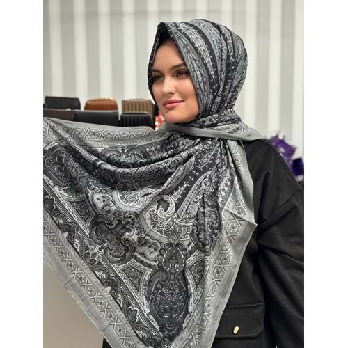 Büyük Etnik Desen Şal 1348 - Gri - TEK BEDEN - AZRA07683-60064