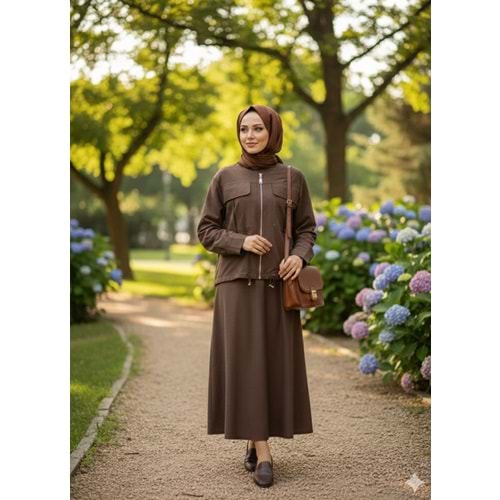 Puane Cepli Etekli Takım 14430 - Acı Kahve - L