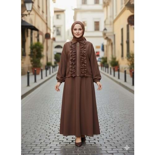 Loreen Fistolu Etekli Takım 20707 - Acı Kahve - M