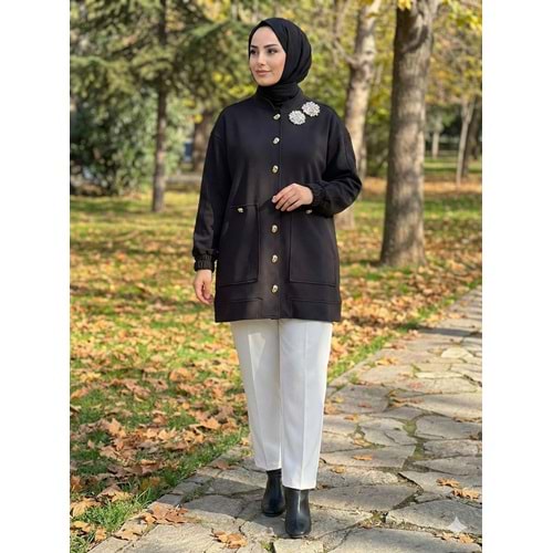 Taşlı Modal Kap 1458 - Siyah - L