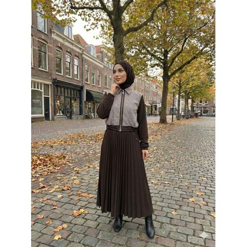 Ceketli Etekli Takım 8185 - Acı Kahve - S-M