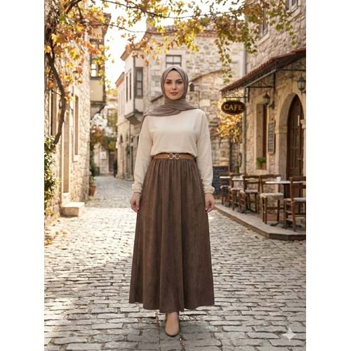 Kemerli Etek 5008 - Kahve Rengi - S
