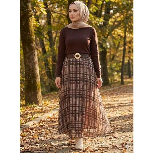 Şifon Etek 180024 - Kahve Rengi - 38