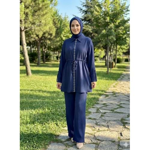 Taşlı Fermuarlı Takım 120341 - Lacivert - 40
