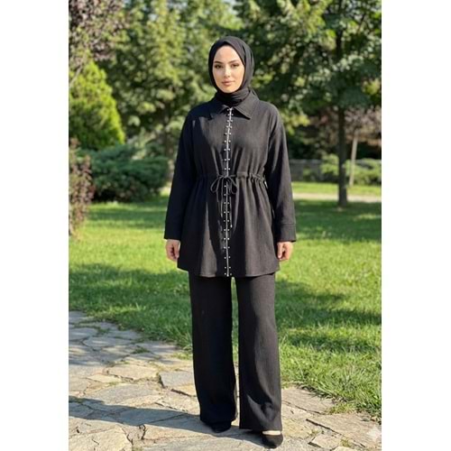 Taşlı Fermuarlı Takım 120341 - Siyah - 42