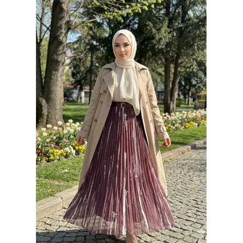 Parçalı Şifon Etek 3369 - Acı Kahve - M