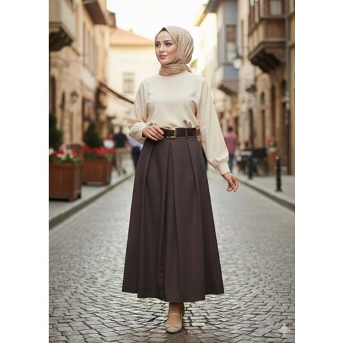 Poliviskon Kemerli Etek 3360 - Acı Kahve - L