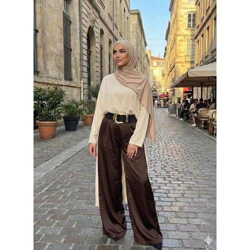 Saten Pantolon 51267 - Acı Kahve - S