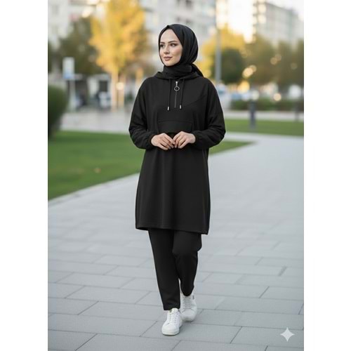 Yarım Fermuarlı Spor Takım 1223 - Siyah - 42-44 - AZRA07798-61087