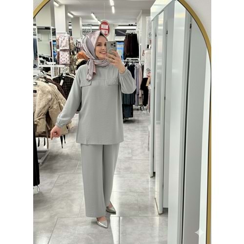 Taşlı Kapşonlu Takım 24919 - Gri - S - AZRA07802-61062