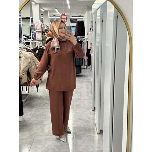 Taşlı Kapşonlu Takım 24919 - Kiremit - L - AZRA07802-61068