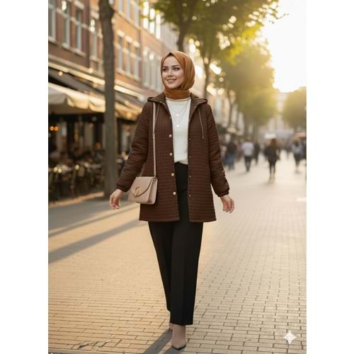 Kısa Kapitone Kap 1746 - Acı Kahve - XL - AZRA07810-61126