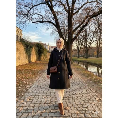 Uzun Kapitone Kap 1748 - Siyah - 40 - AZRA07811-61155