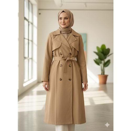 Kuşaklı Trenç 1301 - Camel - M - AZRA07812-61165