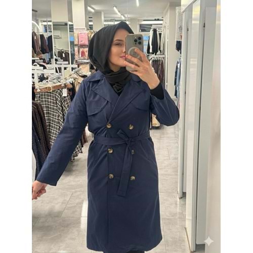 Kuşaklı Trenç 1301 - Lacivert - M - AZRA07812-61173