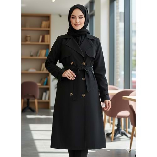 Kuşaklı Trenç 1301 - Siyah - S - AZRA07812-61176