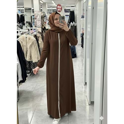 Şeritli Ferace 1404 - Acı Kahve - 42-44 - AZRA07935-62163