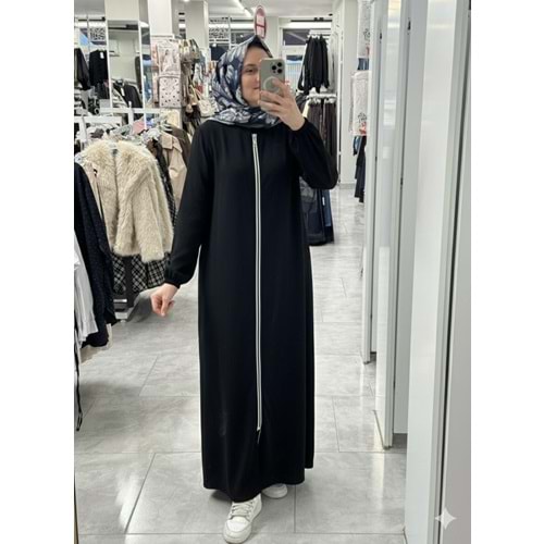 Şeritli Ferace 1404 - Siyah - 42-44 - AZRA07935-62171