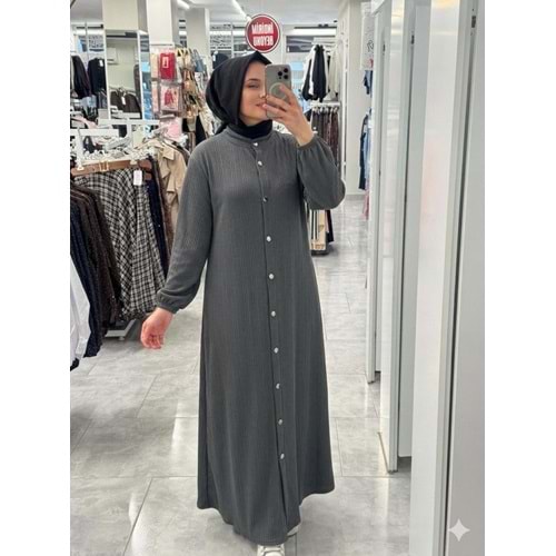 Fitilli Ferace Elbise 1719 - Gri - 50-52 - AZRA07944-62256