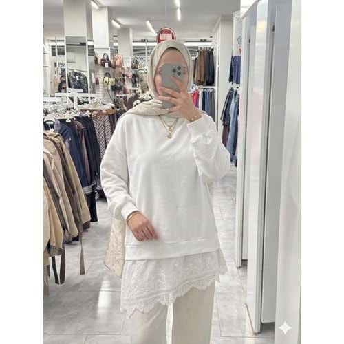 Eteği Fistolu Tunik 10766 - Ekru - S-M