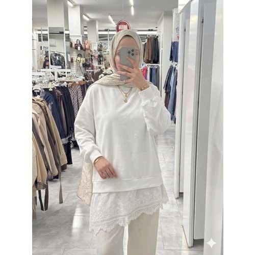 Eteği Fistolu Tunik 10766 - Ekru - L-XL