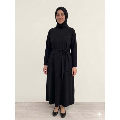 Beli Kuşaklı Oysho Elbise 12671 - Siyah - TEK BEDEN
