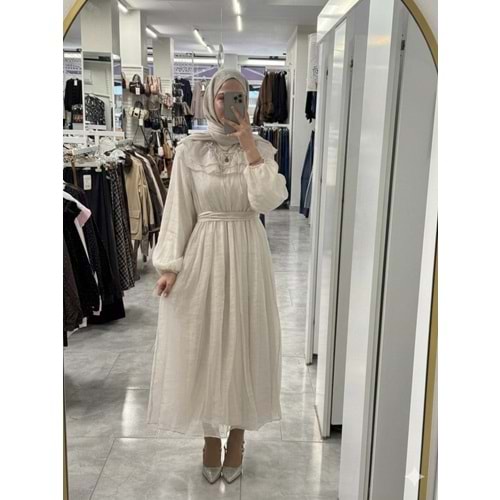 Bebe Yaka Elbise 32488 - Bej - L-XL