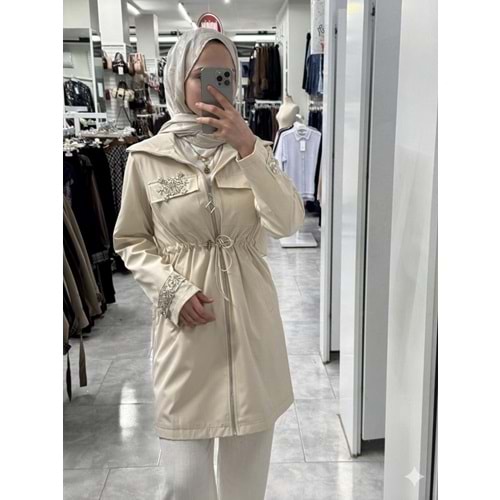 Yanı Taşlı Beli Sıkmalı Kap 140172 - Bej - 40 - AZRA08040-62983