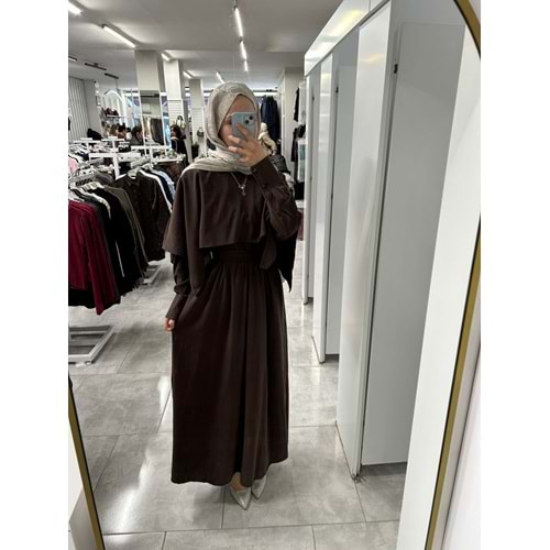 Pelerinli Elbise 26902 - Acı Kahve - S